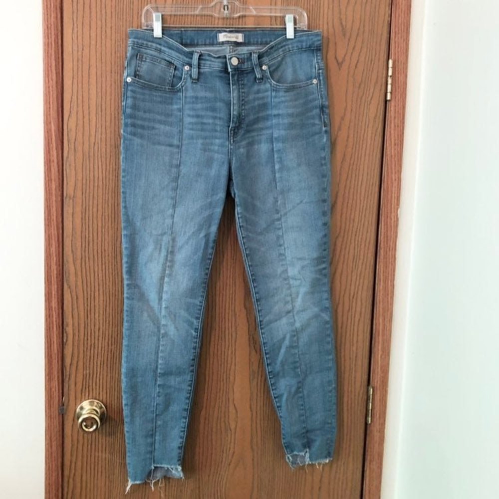 Madewell 9” Hi-Rise Skinny Medium Wash Raw Hem Jeans